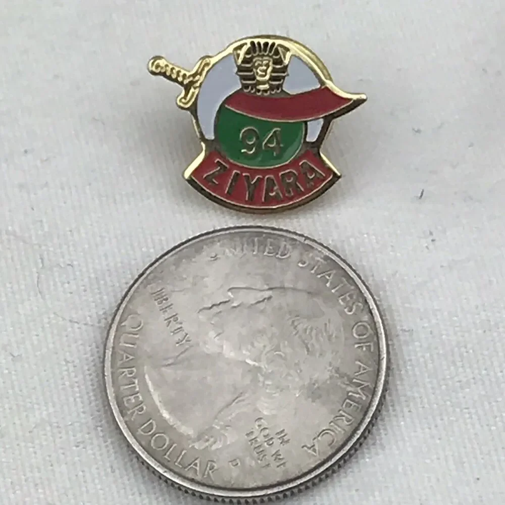Vintage Ziyara Shrine 94 Enamel Lapel Pin Masonic Sword Scimitar Badge